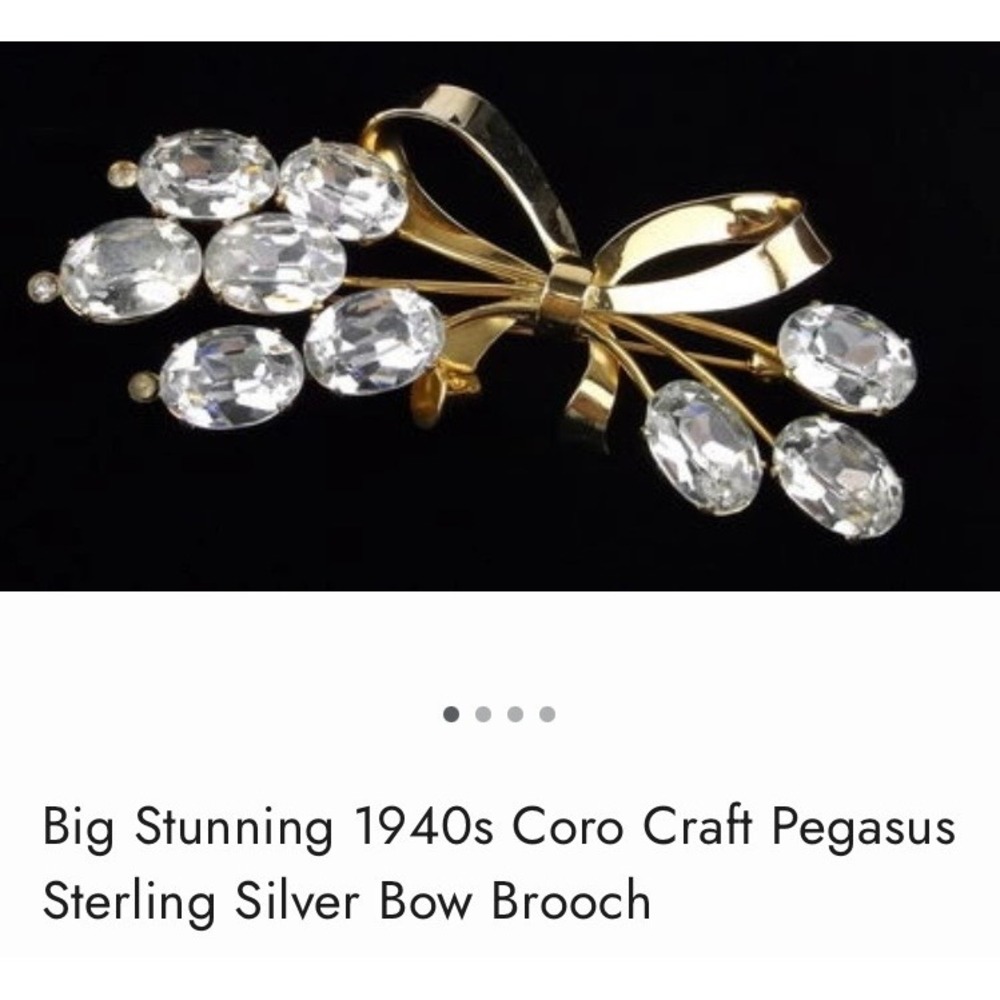 Coro Craft Pegasus Sterling Vermeil Bow Brooch WWII 1944-46 Katz Era